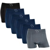 Kit 6 Cuecas Boxer RP Masculina Sem Costula Cós Largo Basica