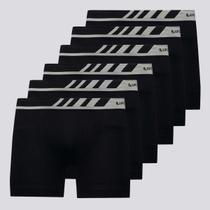 Kit 6 Cuecas Lupo Boxer Microfibra Preta e Cinza