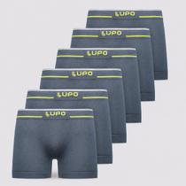 Kit 6 Cuecas Lupo Boxer Microfibra Sem Costura Azul Kit 6 Cuecas Lupo Boxer Microfibra Sem Costura Azul