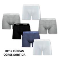 Kit 6 Cuecas Masculina Boxer 96 Algodão Cores Sortidas
