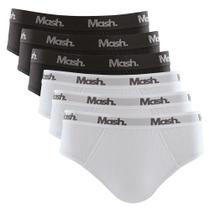 Kit 6 Cuecas Mash Modelo Slip Masculina Tecido Algodão