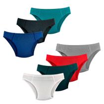 Kit 6 Cuecas Menino Infantil Slip Microfibra Variadas Elástico Embutido P ao PLUS SIZE Tradicional