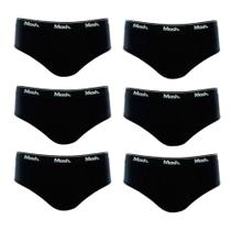 Kit 6 Cuecas Slip 100% Algodão Mash - Preto