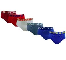 Kit 6 Cuecas slip algodão Life zoom (P M G GG)