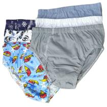 Kit 6 Cuecas Slip infantil Lisa e Estampas Divertidas Cores Sortidas Tampinha