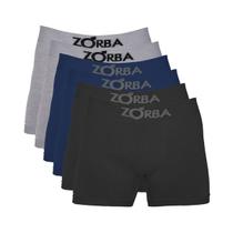Kit 6 Cuecas Zorba Boxer Algodão 781 Preto/Mho/Mes P