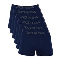 Kit 6 Cuecas Zorba Boxer Extreme Sport sem Costura Microfibra 836 Azul Marinho
