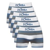 Kit 6 Cuecas Zorba Boxer Listrada 847 Branco - P Kit 6 Cuecas Zorba Boxer Listrada 847 Branco - P