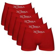 Kit 6 Cuecas Zorba Boxer sem Costura Algodão 781 Vermelho Escuro - P