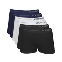 Kit 6 Cuecas Zorba Boxer Side sem Costura Microfibra 839 Bco/Pto/Mho - M