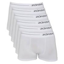 Kit 6 Cuecas Zorba Boxer Side sem Costura Microfibra 839 Branco - P