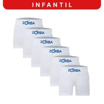 Kit 6 Cuecas Zorba Infantil Boxer sem Costura Algodão 678 Branco - M Kit 6 Cuecas Zorba Infantil Boxer sem Costura Algodão 678 Branco - M