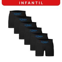 Kit 6 Cuecas Zorba Infantil Boxer sem Costura Algodão 678 Preto - P Kit 6 Cuecas Zorba Infantil Boxer sem Costura Algodão 678 Preto - P