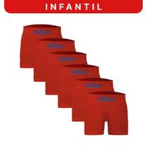 Kit 6 Cuecas Zorba Infantil Boxer sem Costura Algodão 678 Vermelho Escuro - M