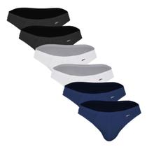 Kit 6 Cuecas Zorba Slip Light Algodão 772 Bco/Pto/Mho - G