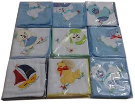 Kit 6 cueiro flanelado bordado 80x80cm para menino