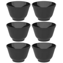 Kit 6 Cumbucas Bowl 450ml Tigela Preta de Plástico Sobremesa Açaí Cereais Salada Coza Uno