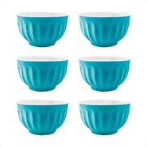 Kit 6 Cumbucas Porcelana Azul Para Petiscos Sopas Caldos