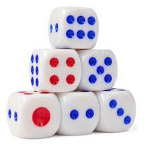 Kit 6 Dados Brancos 6 Faces Quadrado 13mm P/ Jogos Dadinhos
