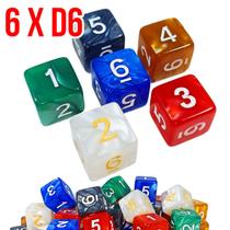 Kit 6 Dados D6 Marmorizados - RPG Kit 6 Dados D6 Marmorizados - RPG