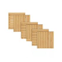 Kit 6 Deck Madeira Modular 50x50 Natural Área Int E Ext