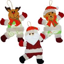 Kit 6 Decoração Árvore De Natal Rena Noel Urso Natalino 19cm Kit 6 Decoração Árvore De Natal Rena Noel Urso Natalino 19cm