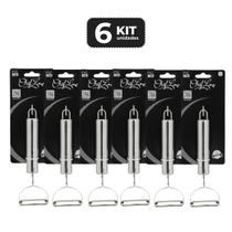 Kit 6 descascador de inox para legumes 17,5 cm