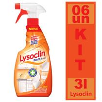 Kit 6 Desinfetante Multiuso 500ml Lysoclin Bruto Spray