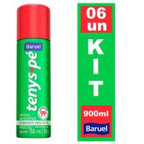 Kit 6 Desodorante Antisséptico Aerossol p Pés Tenys Pé 150ml - Baruel