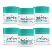 Kit 6 desodorante creme herbissimo neutro antitranspirante 55g
