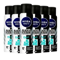 Kit 6 Desodorantes Aerosol Nivea Men Invisible Black & White Fresh 150ml Kit 6 Desodorantes Aerosol Nivea Men Invisible Black & White Fresh 150ml