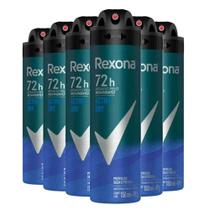 Kit 6 Desodorantes Antitranspirante Aerossol Masculino Rexona Active Dry 72 horas 150ml