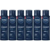 Kit 6 Desodorantes Antitranspirante Aerossol Nivea Men Deep Masculino Original 150ml