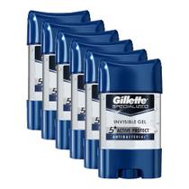 Kit 6 Desodorantes Gillette Antitranspirante Clear Gel Antibacterial 82g