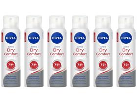 Kit 6 Desodorantes Nivea Dry Comfort Plus Aerossol - Antitranspirante Feminino 150ml