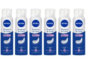Kit 6 Desodorantes Nivea Protect e Care Aerossol Antitranspirante Feminino 150ml