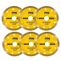 Kit 6 Discos Corte Diamantado Porcelanato 110mm Fino Turbo Vidro Azulejo Granito Serra Mármore Extra