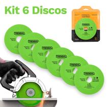 Kit 6 Discos De Corte De Vidro Espelho E Porcelanato Lâmina Ultra Fina 100mmX22mm Serra Mármore Esmerilhadeira Cor Verde