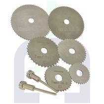 Kit 6 Discos de Corte Serra Circular Madeira 8 Peças Hastes para Micro Retifica e Dremel Acessórios