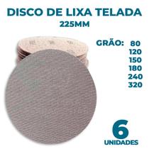 Kit 6 Discos Lixa Telada Compel 225MM 9 Polegadas Grão 180 tiras autocolantes Kit 6 Discos Lixa Telada Compel 225MM 9 Polegadas Grão 180 tiras autocolantes