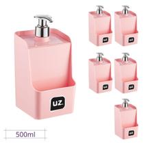 Kit 6 Dispenser Rosa Quadrado Slin Porta Esponja/Sabão UZ
