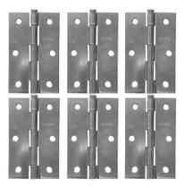 Kit 6 Dobradiça para Porta Interna Galvanizada 3,5x2,5pol. + Parafusos