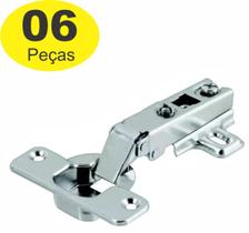 Kit 6 Dobradiça Reta Porta Armário Móveis 26mm C/ Calço