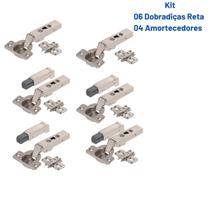 Kit 6 Dobradiças Reta 75s1550cb+ Calço +4 Amortecedor BLUM