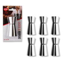 Kit 6 Dosador Bebidas Duplo Inox Dosar Drinks 25ml 50ml