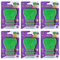 Kit 6 Dr Pentinho Pente Piolho Lêndea Limpador Verde Ou Rosa