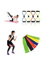 Kit 6 elasticos para exercicios funcional alongamento malhar ginastica academia - SLU fitness