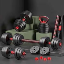 Kit 6 em 1 Barra Musculação Anilha Halter Kettlebell 30 Kg Academia Ajustável "Envio Rapido"