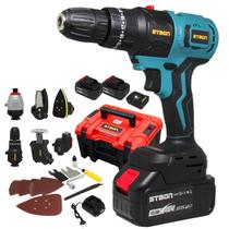 Kit 6 Em 1 Parafusadeira Lixadeira Elétrica C/ 2x Baterias