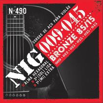 Kit 6 Encordoamento Violão Aço 009 NIG Bronze 85/15 N490